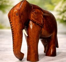 Handcrafted Wood Elephant Figurine for Table Decor